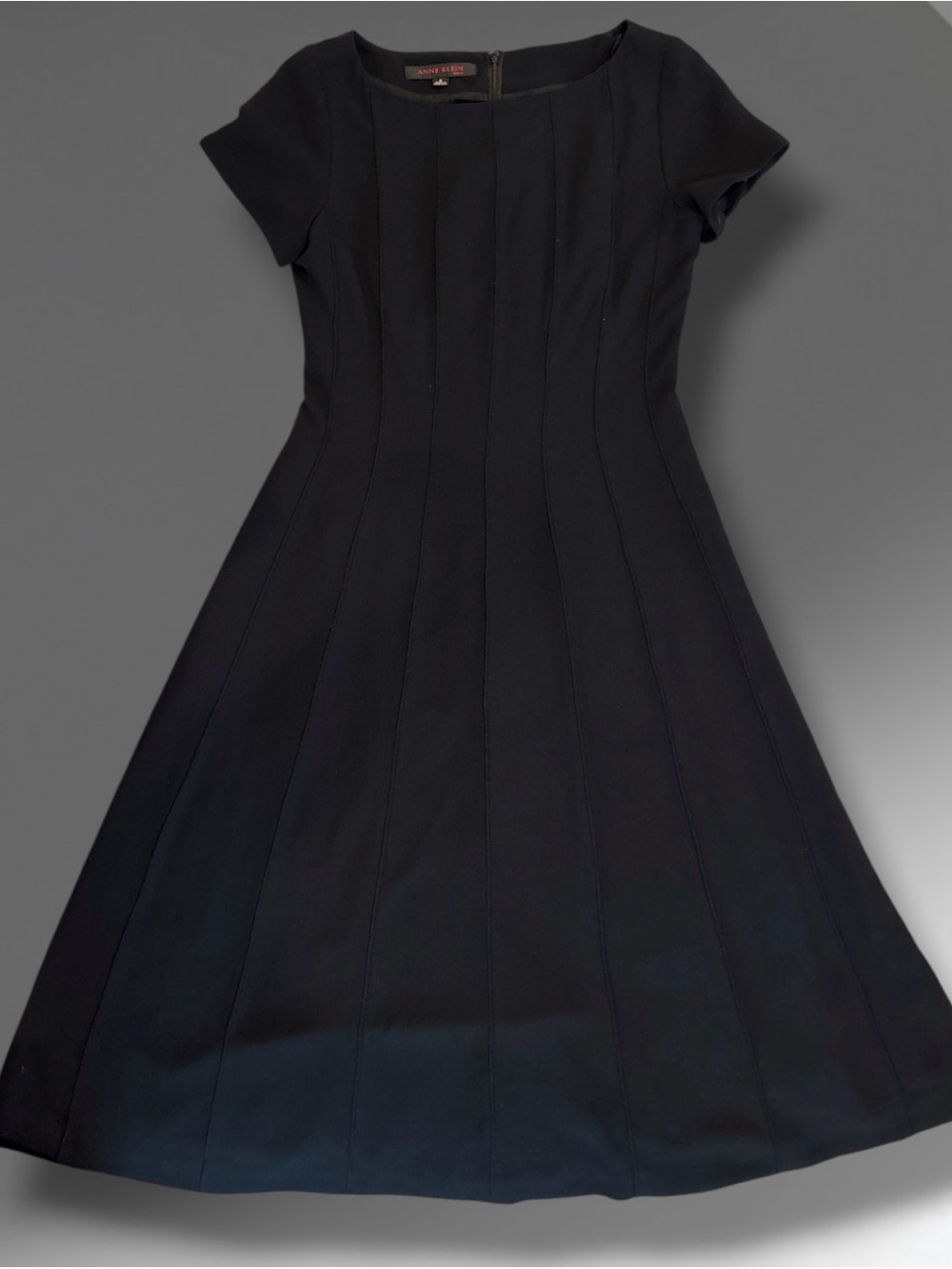NWT Anne Klein Black Seamed Flare Dress Size 6